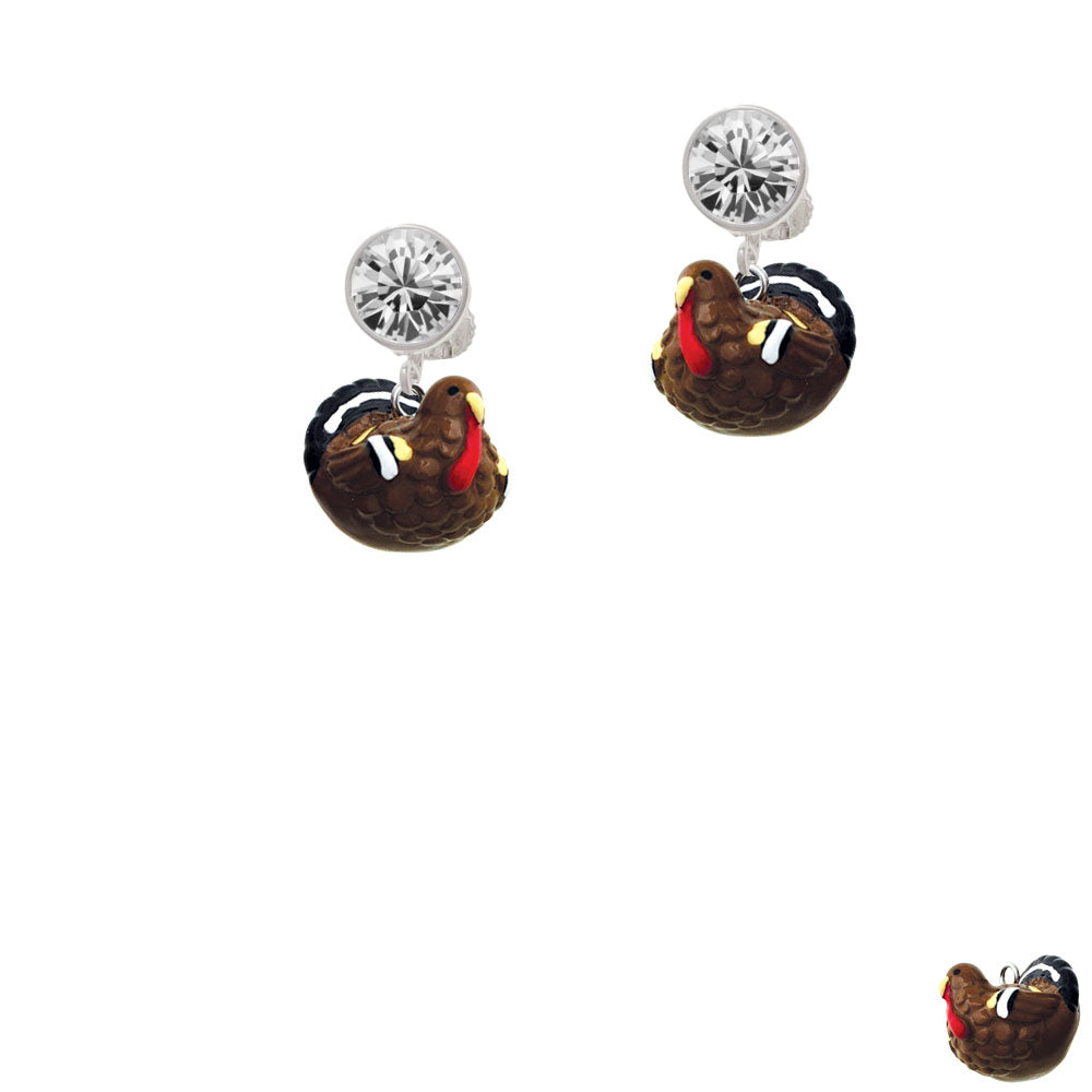 Resin Turkey Crystal Clip On Earrings Image 2