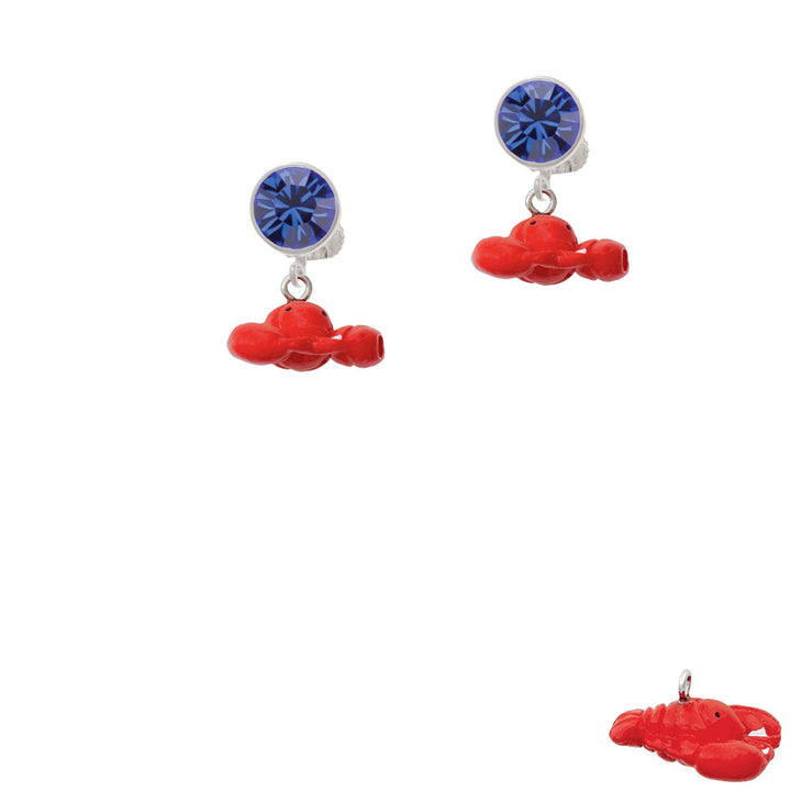 Resin Puffy Red Lobster Crystal Clip On Earrings Image 7