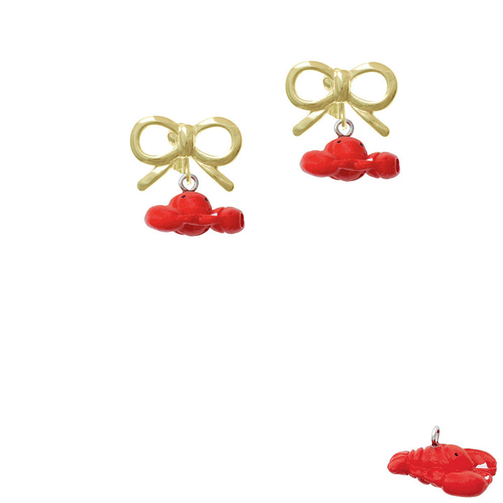 Resin Puffy Red Lobster Crystal Clip On Earrings Image 10