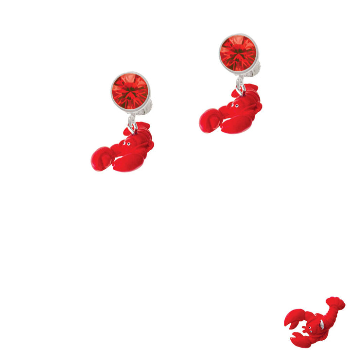 Resin Curved Red Lobster Crystal Clip On Earrings Image 4