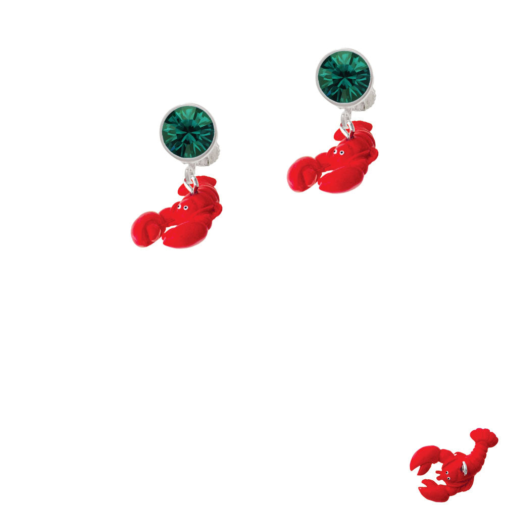 Resin Curved Red Lobster Crystal Clip On Earrings Image 6