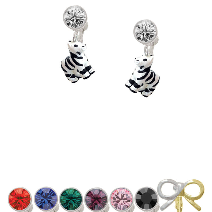 Resin Zebra Crystal Clip On Earrings Image 1