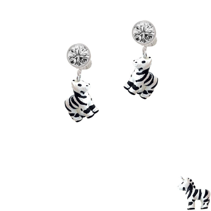 Resin Zebra Crystal Clip On Earrings Image 1