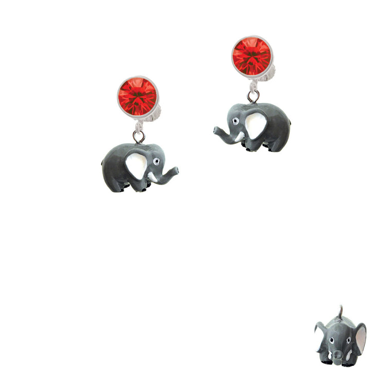 Resin Elephant Crystal Clip On Earrings Image 4