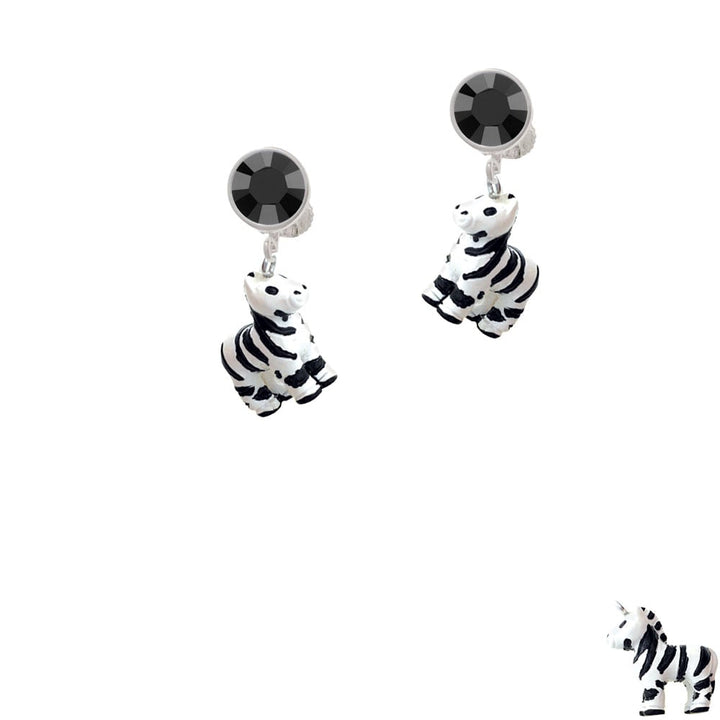 Resin Zebra Crystal Clip On Earrings Image 3