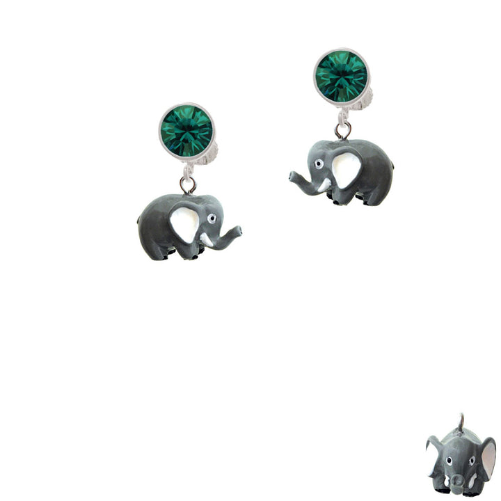 Resin Elephant Crystal Clip On Earrings Image 6