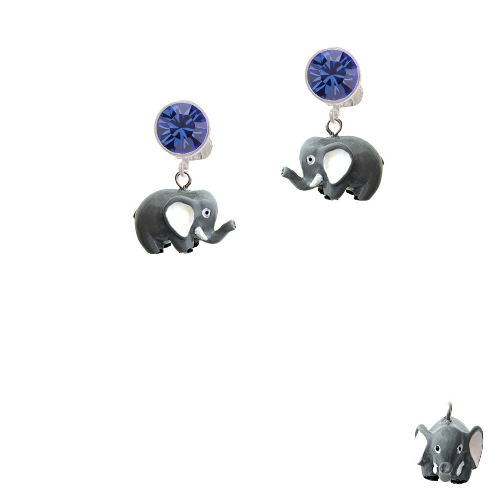 Resin Elephant Crystal Clip On Earrings Image 7