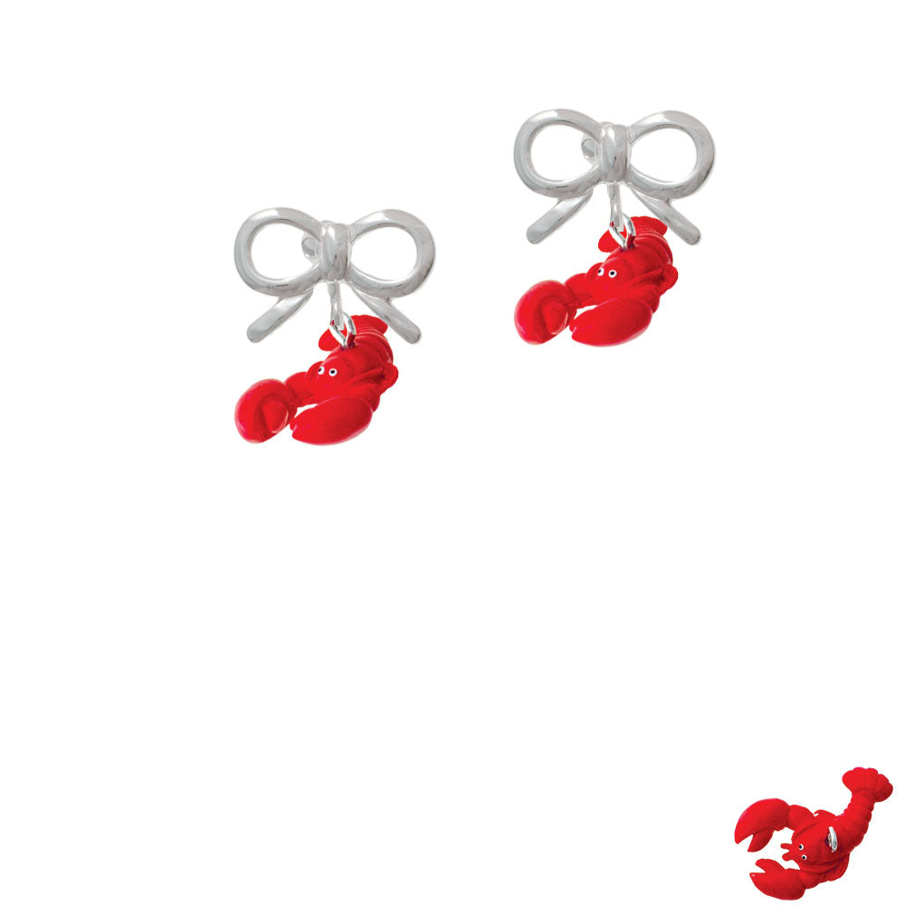 Resin Curved Red Lobster Crystal Clip On Earrings Image 9