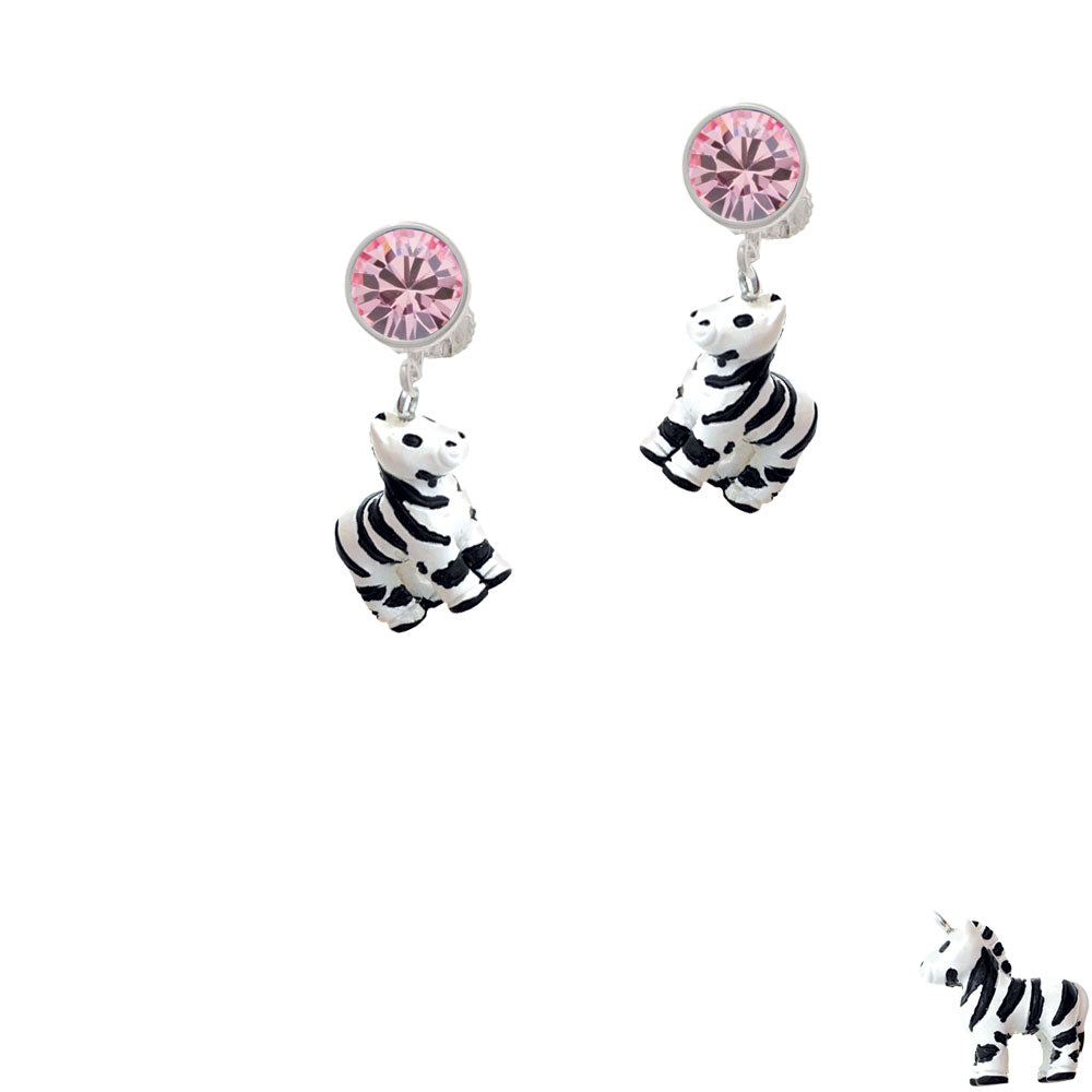 Resin Zebra Crystal Clip On Earrings Image 4