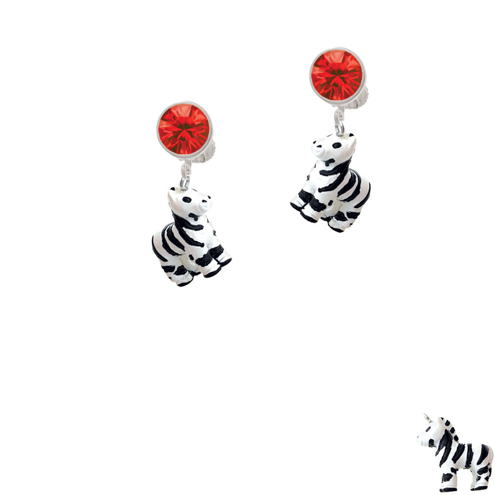 Resin Zebra Crystal Clip On Earrings Image 4