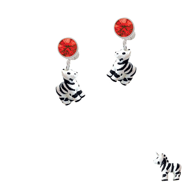 Resin Zebra Crystal Clip On Earrings Image 4