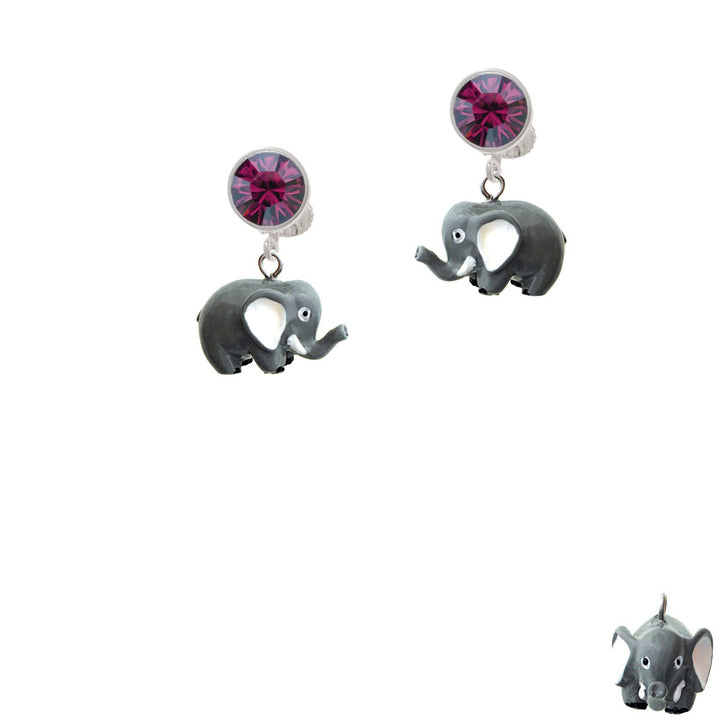 Resin Elephant Crystal Clip On Earrings Image 8