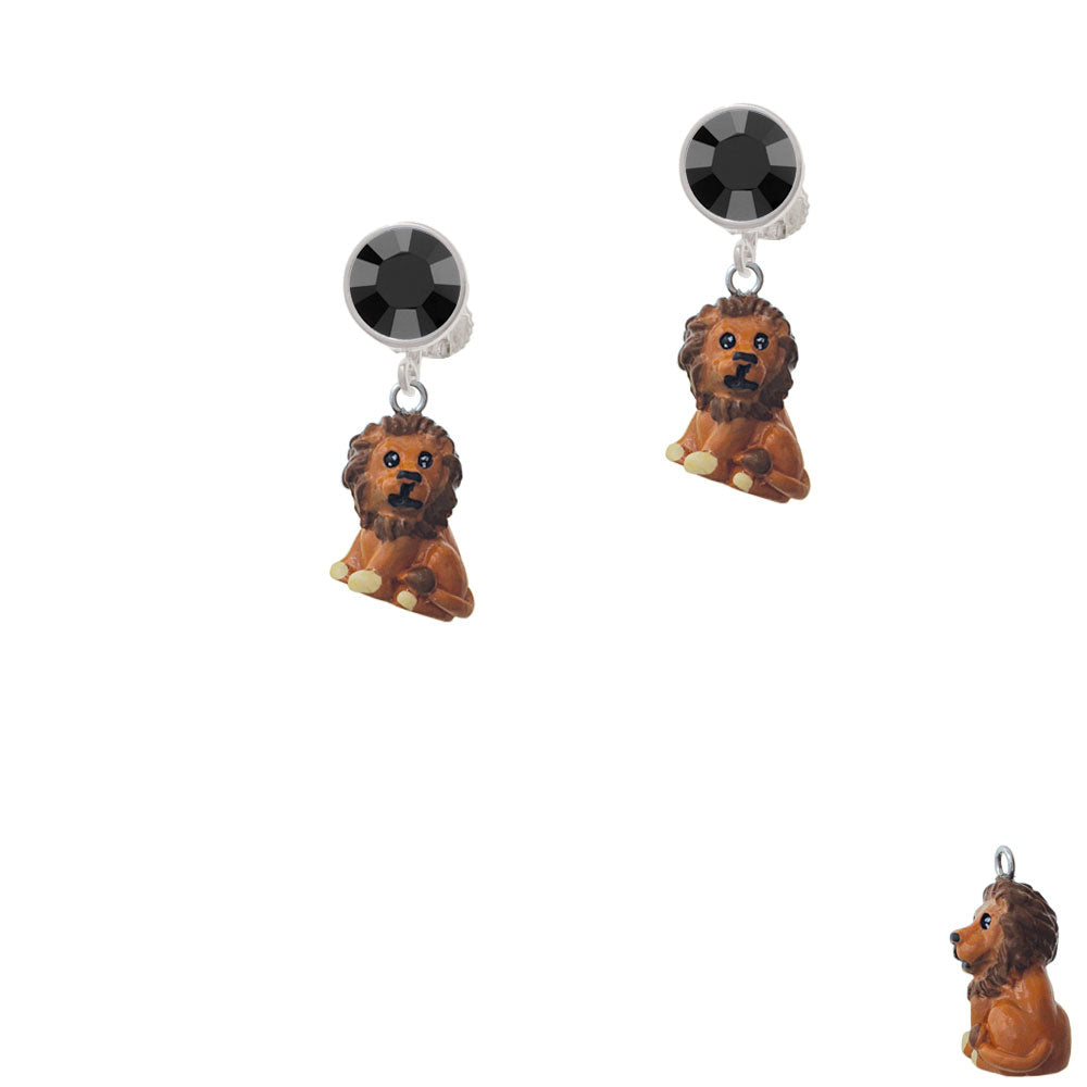 Resin Tan Lion Crystal Clip On Earrings Image 3