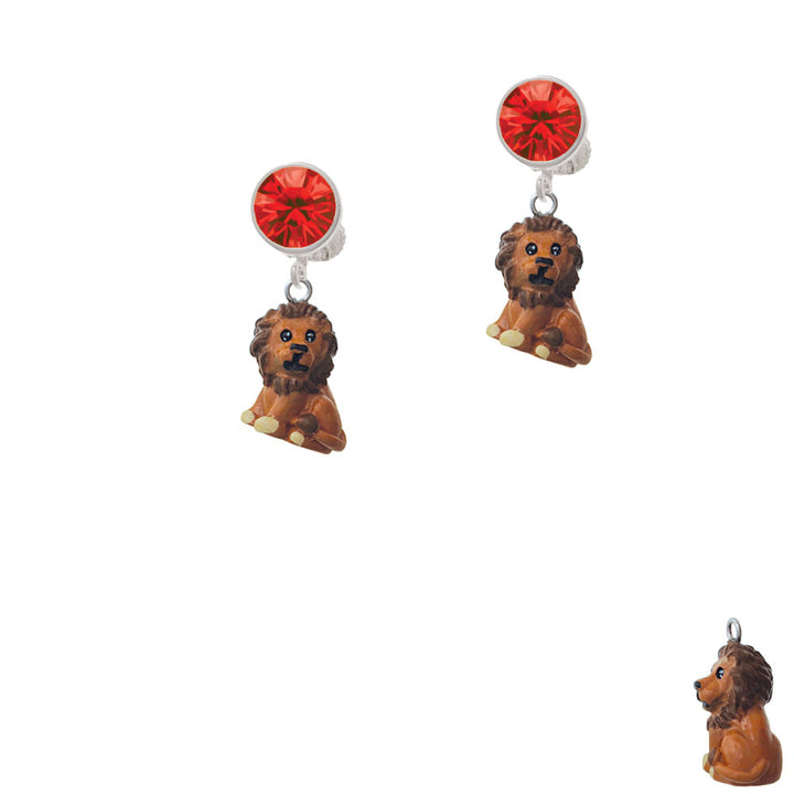 Resin Tan Lion Crystal Clip On Earrings Image 4