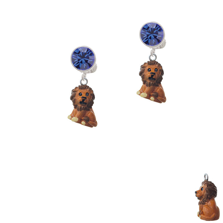 Resin Tan Lion Crystal Clip On Earrings Image 7