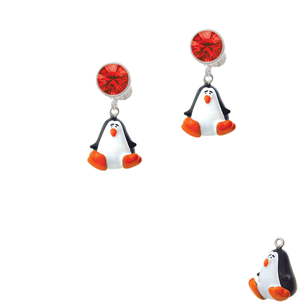 Resin Penguin Crystal Clip On Earrings Image 4