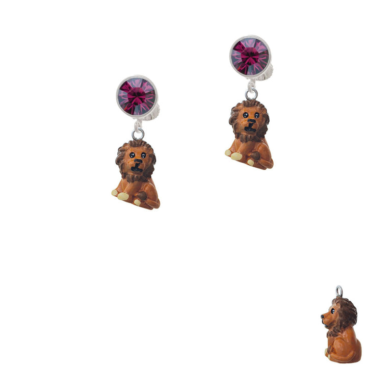 Resin Tan Lion Crystal Clip On Earrings Image 8