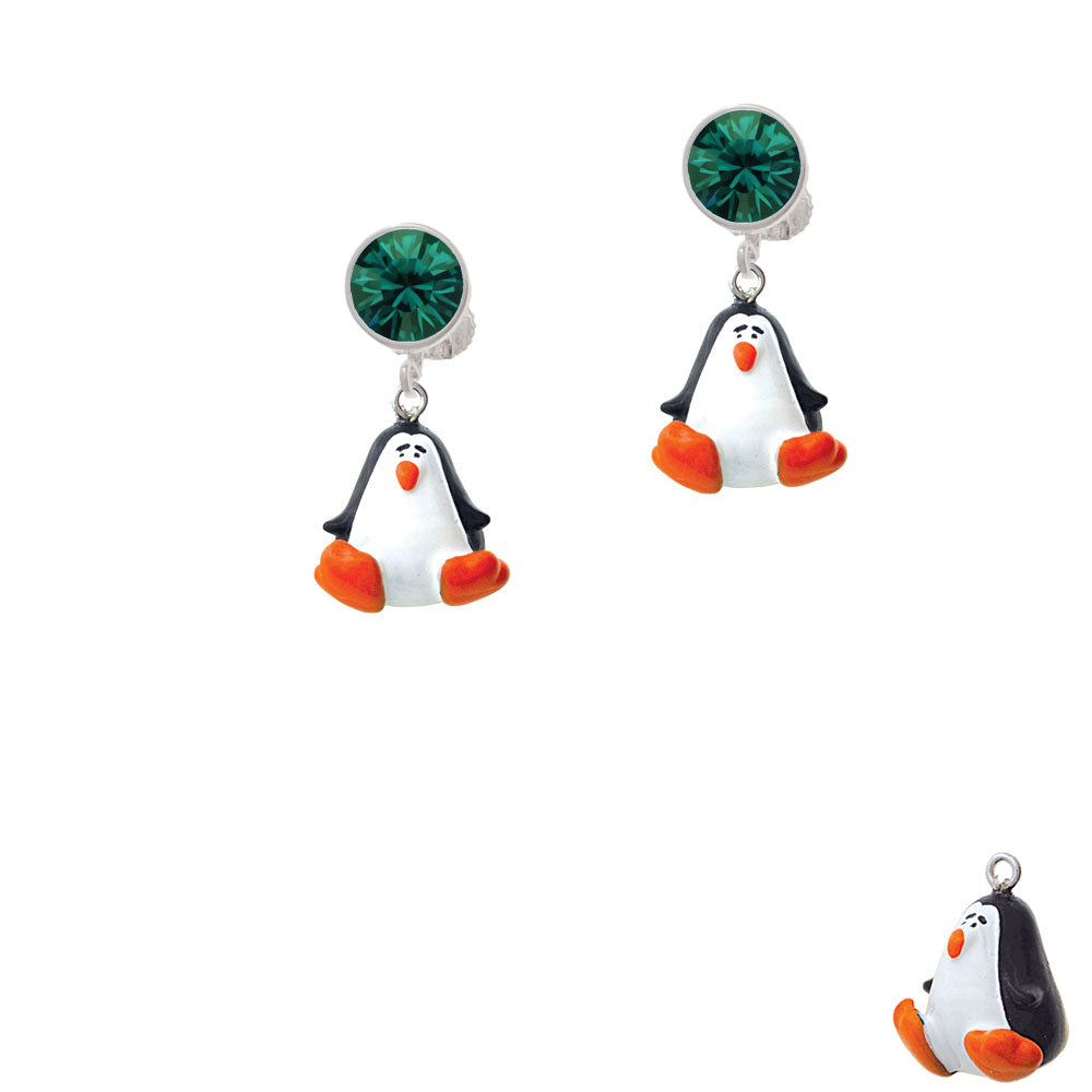 Resin Penguin Crystal Clip On Earrings Image 6