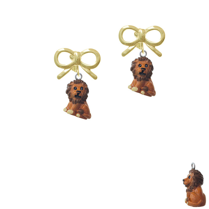 Resin Tan Lion Crystal Clip On Earrings Image 10