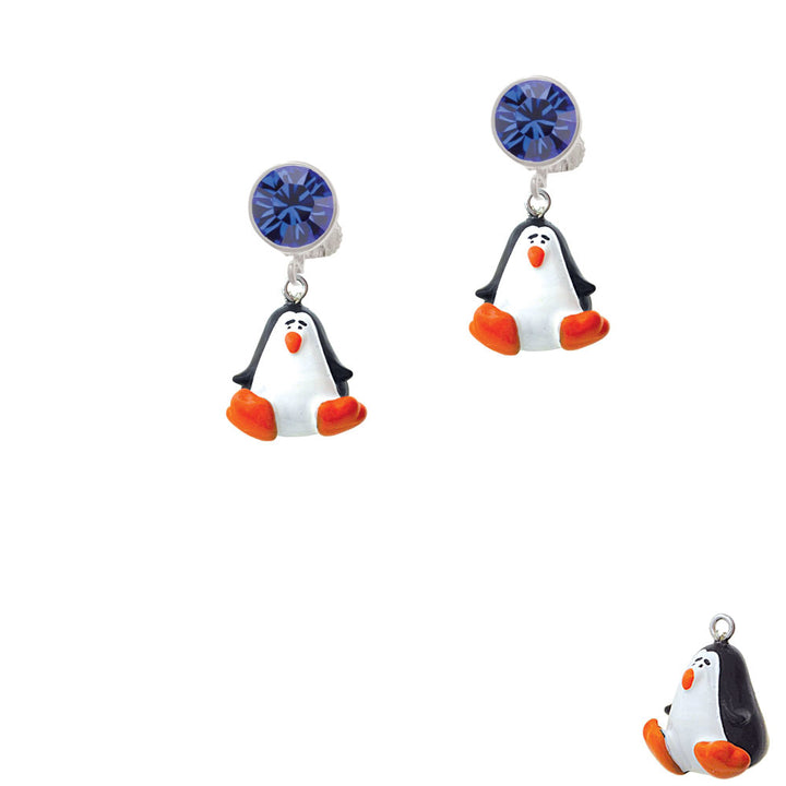 Resin Penguin Crystal Clip On Earrings Image 7