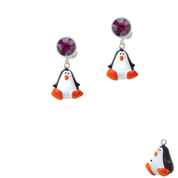 Resin Penguin Crystal Clip On Earrings Image 8