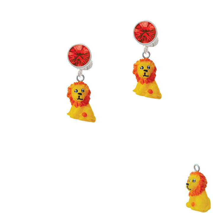 Resin Yellow Lion Crystal Clip On Earrings Image 4