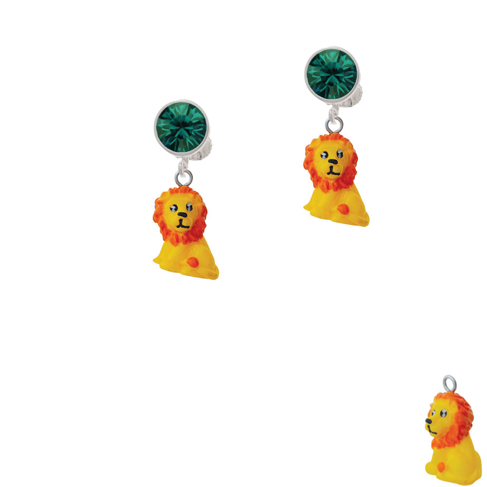 Resin Yellow Lion Crystal Clip On Earrings Image 6