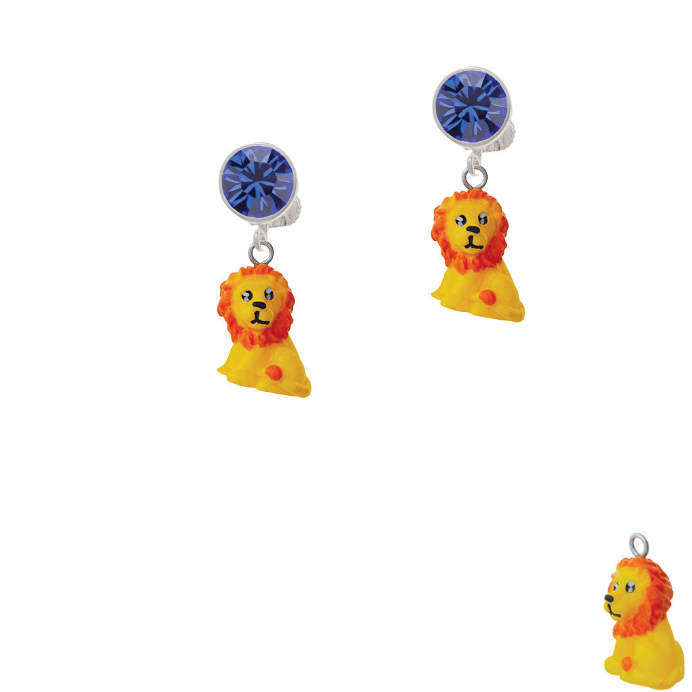 Resin Yellow Lion Crystal Clip On Earrings Image 7