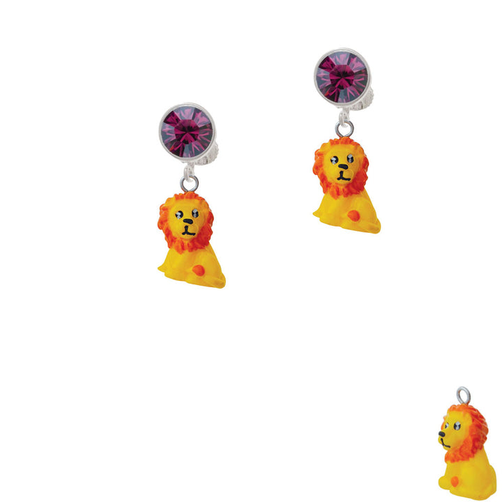 Resin Yellow Lion Crystal Clip On Earrings Image 8