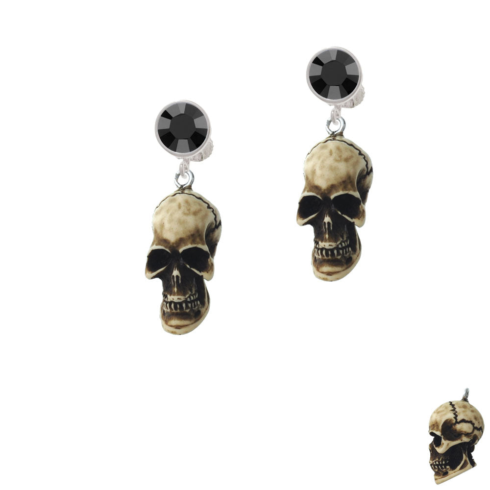 Resin Skull Crystal Clip On Earrings Image 3