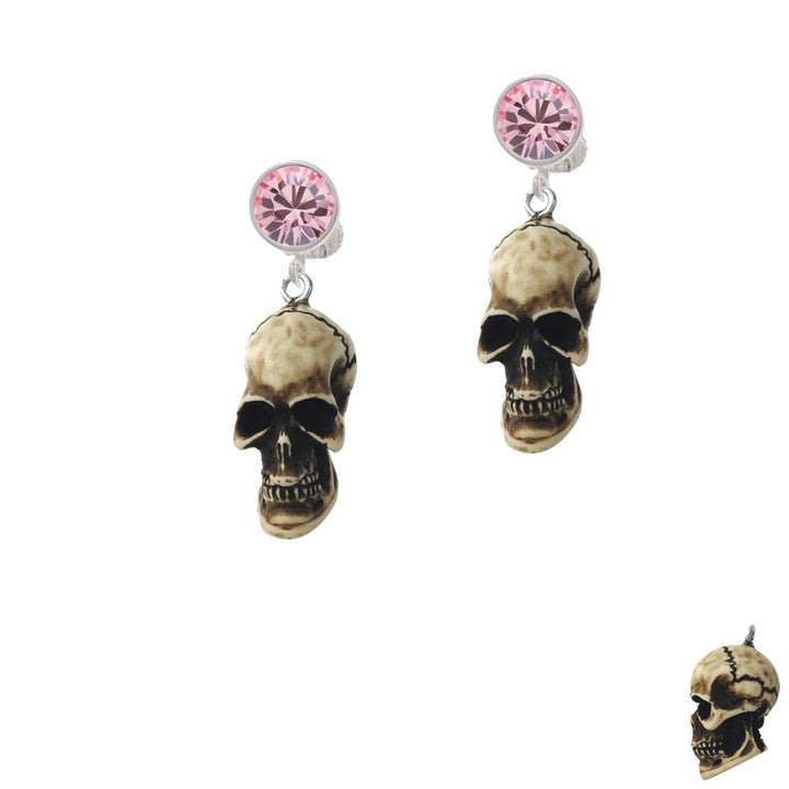 Resin Skull Crystal Clip On Earrings Image 4