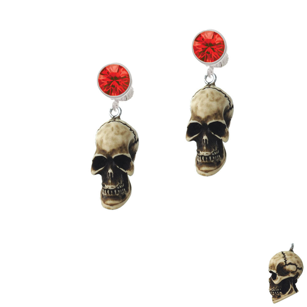 Resin Skull Crystal Clip On Earrings Image 4