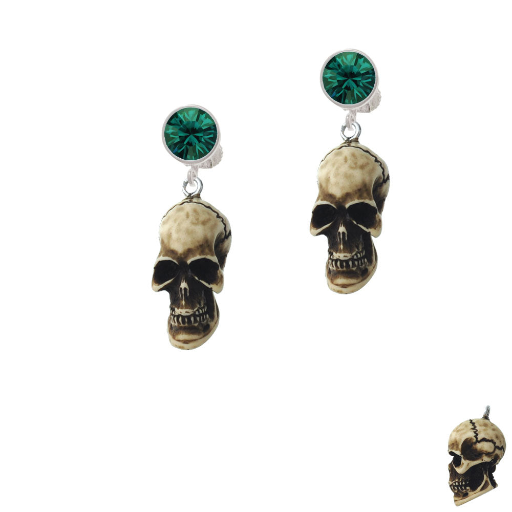 Resin Skull Crystal Clip On Earrings Image 6