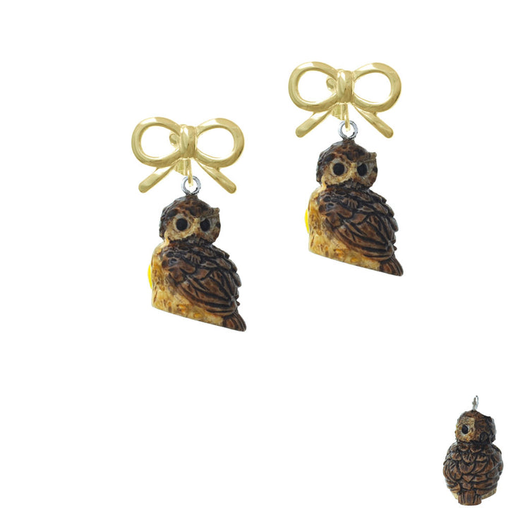 Resin Sitting Owl Crystal Clip On Earrings Image 10