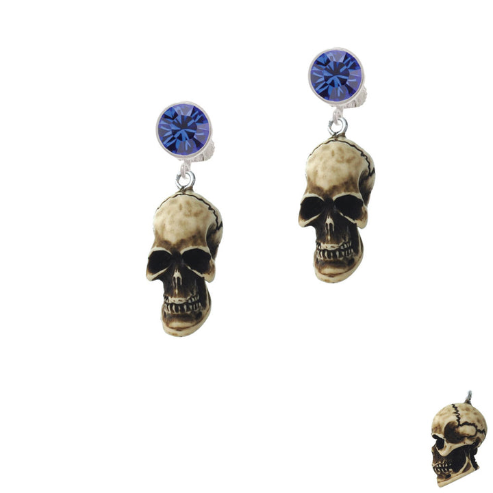 Resin Skull Crystal Clip On Earrings Image 7