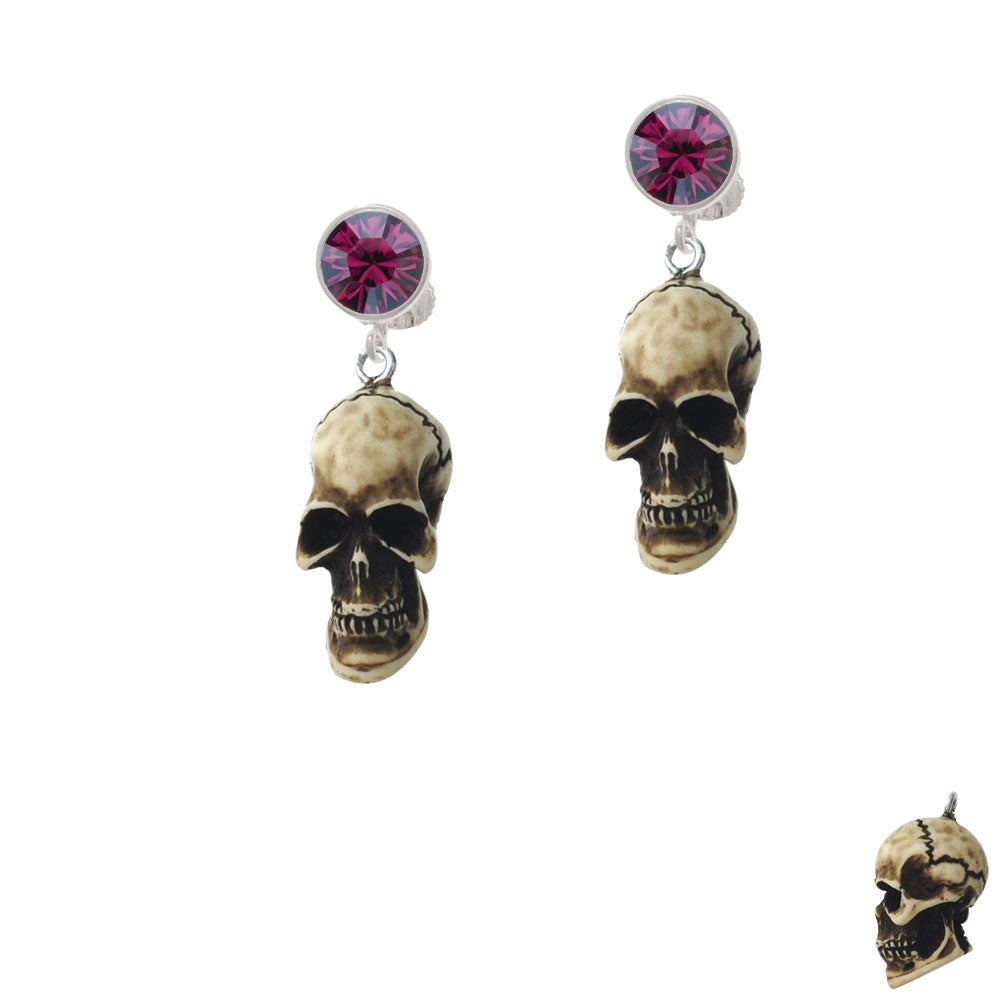 Resin Skull Crystal Clip On Earrings Image 8