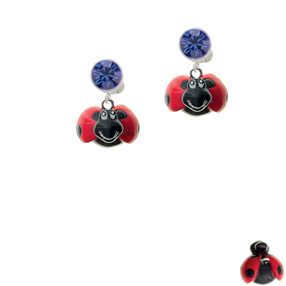 Resin Red and Black Ladybug Sweetie Crystal Clip On Earrings Image 7