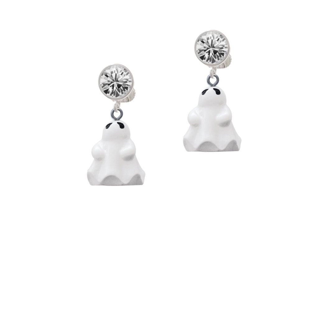 Resin Ghost Crystal Clip On Earrings Image 1