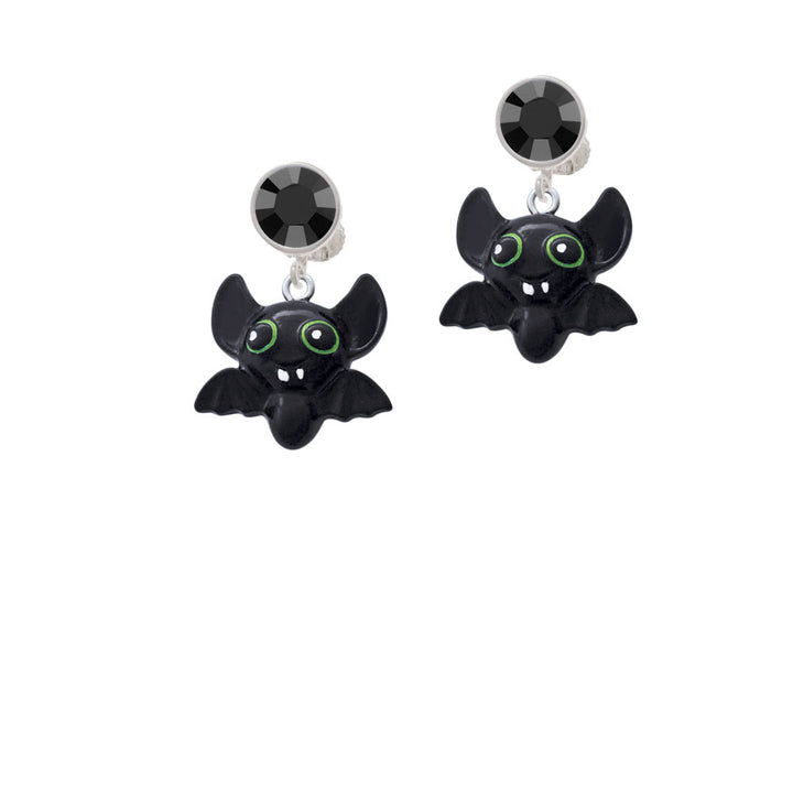 Resin Bat Buddy Crystal Clip On Earrings Image 3