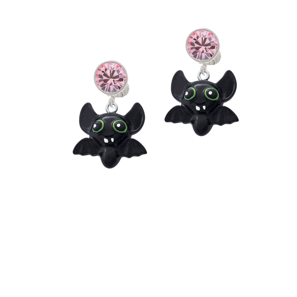 Resin Bat Buddy Crystal Clip On Earrings Image 4