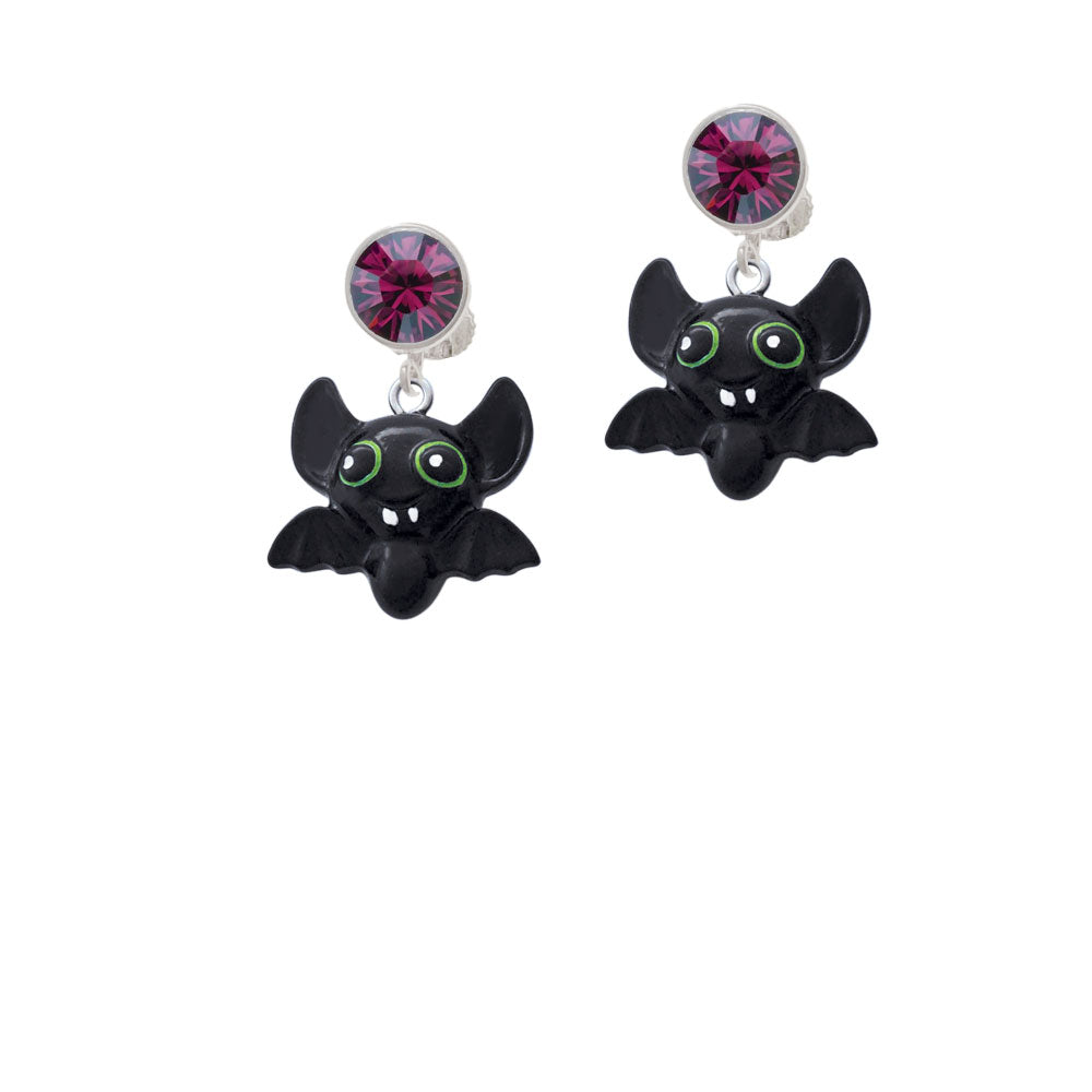 Resin Bat Buddy Crystal Clip On Earrings Image 8