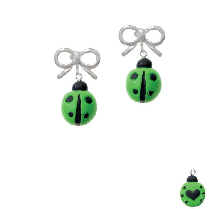 Resin Lime Green Ladybug Love Bug Crystal Clip On Earrings Image 9