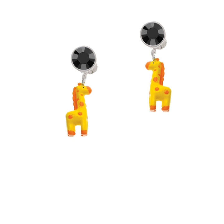 Resin Yellow Geronimo the Giraffe Crystal Clip On Earrings Image 3