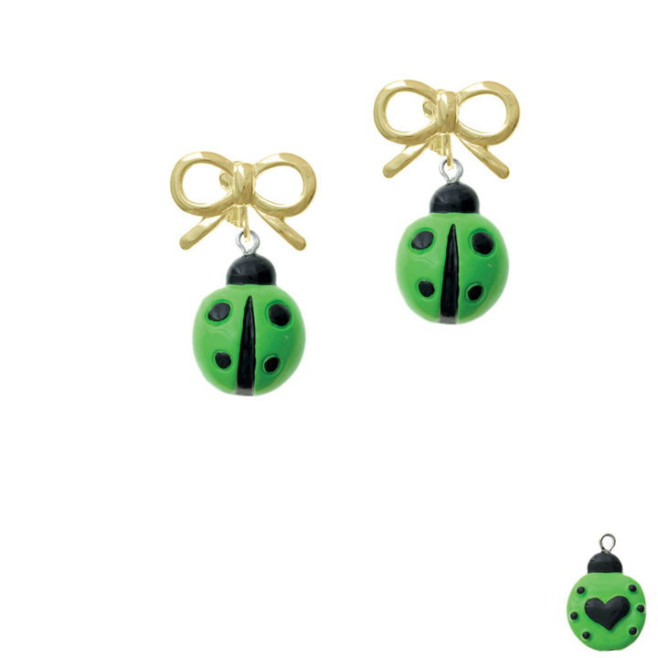 Resin Lime Green Ladybug Love Bug Crystal Clip On Earrings Image 10