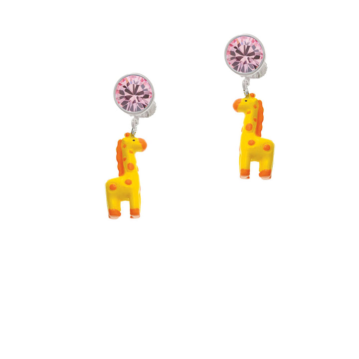 Resin Yellow Geronimo the Giraffe Crystal Clip On Earrings Image 4