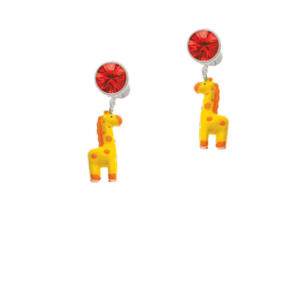 Resin Yellow Geronimo the Giraffe Crystal Clip On Earrings Image 4