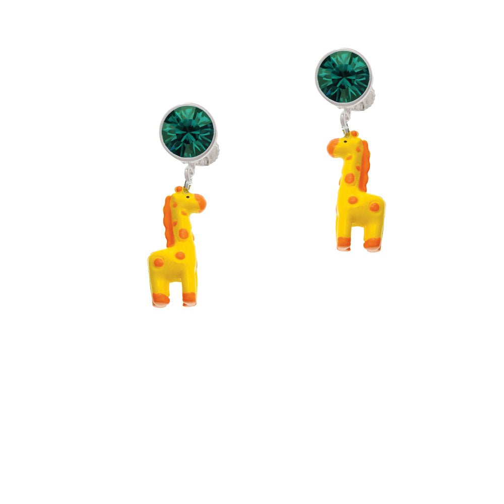 Resin Yellow Geronimo the Giraffe Crystal Clip On Earrings Image 6