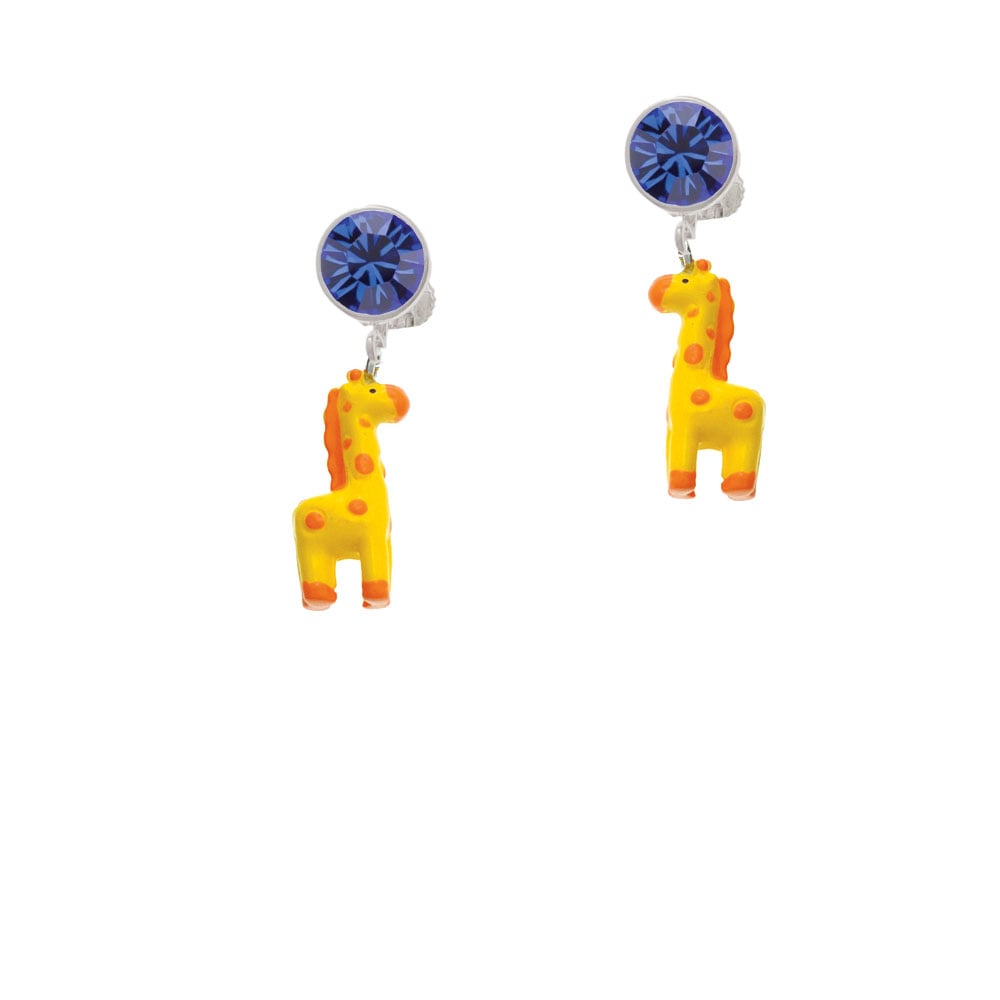 Resin Yellow Geronimo the Giraffe Crystal Clip On Earrings Image 7