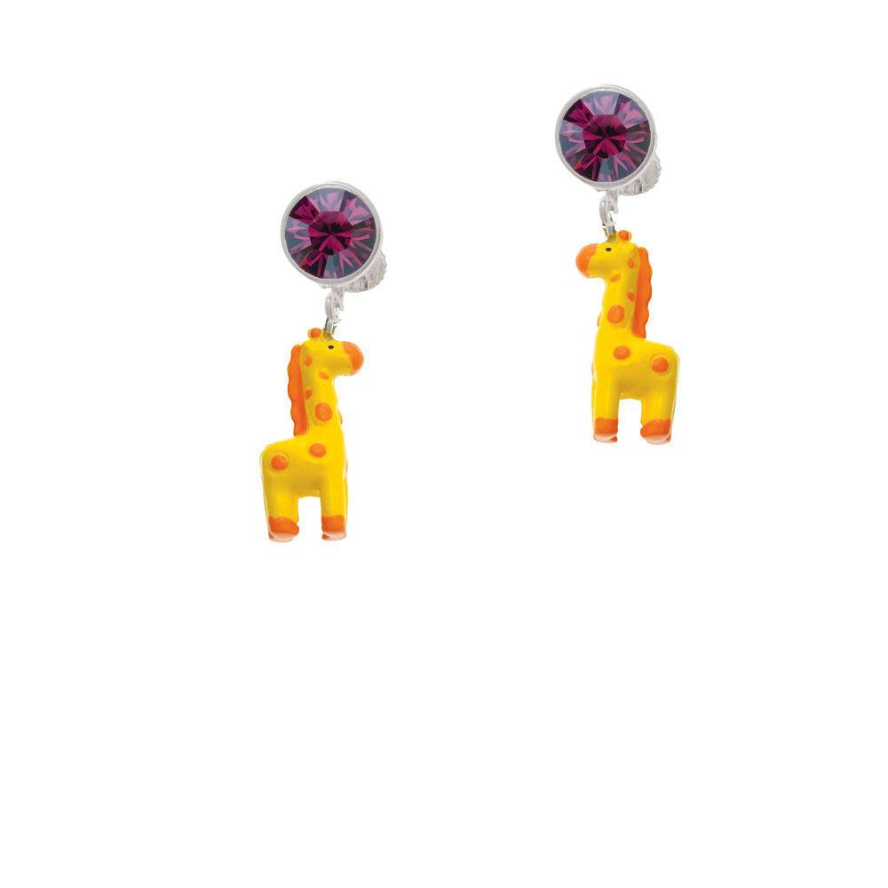 Resin Yellow Geronimo the Giraffe Crystal Clip On Earrings Image 8