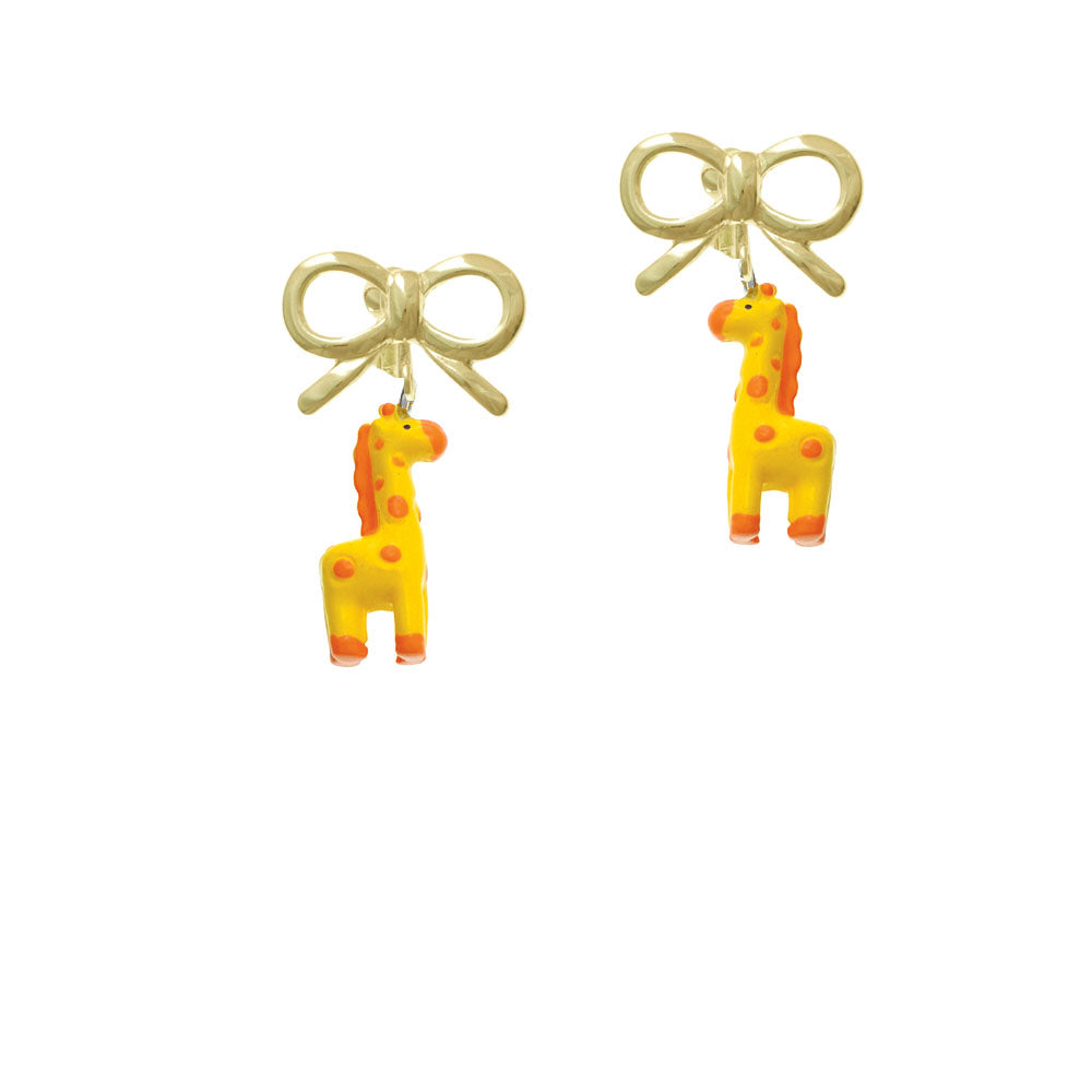 Resin Yellow Geronimo the Giraffe Crystal Clip On Earrings Image 10